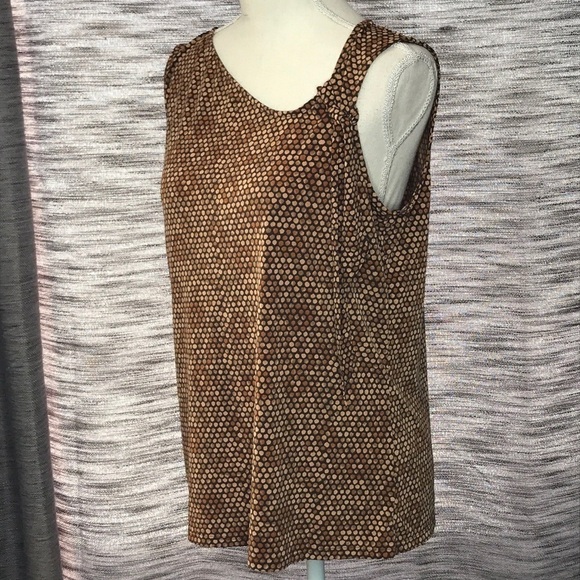 ATTENTION LARGE BROWN POLKA DOT SLEEVELESS TOP - Picture 2 of 8